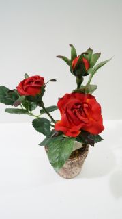 Роза червена в керамична саксия 