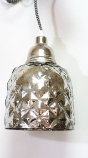 Лампа сребърна висяща голяма от стъкло